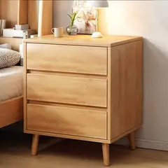 GENERICO - Velador Moderno Nordico de Madera Con Cajones 50x62x40cm