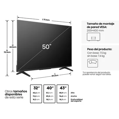 Imagen 2 del producto SMART TV LED 50 50A4NV FHD