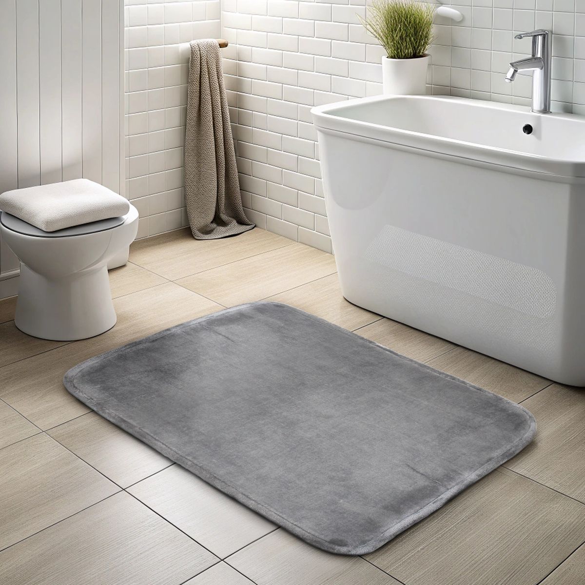 NAUTICA - Alfombra de Baño Nautica Home flannel 50x80cm absorbente gris