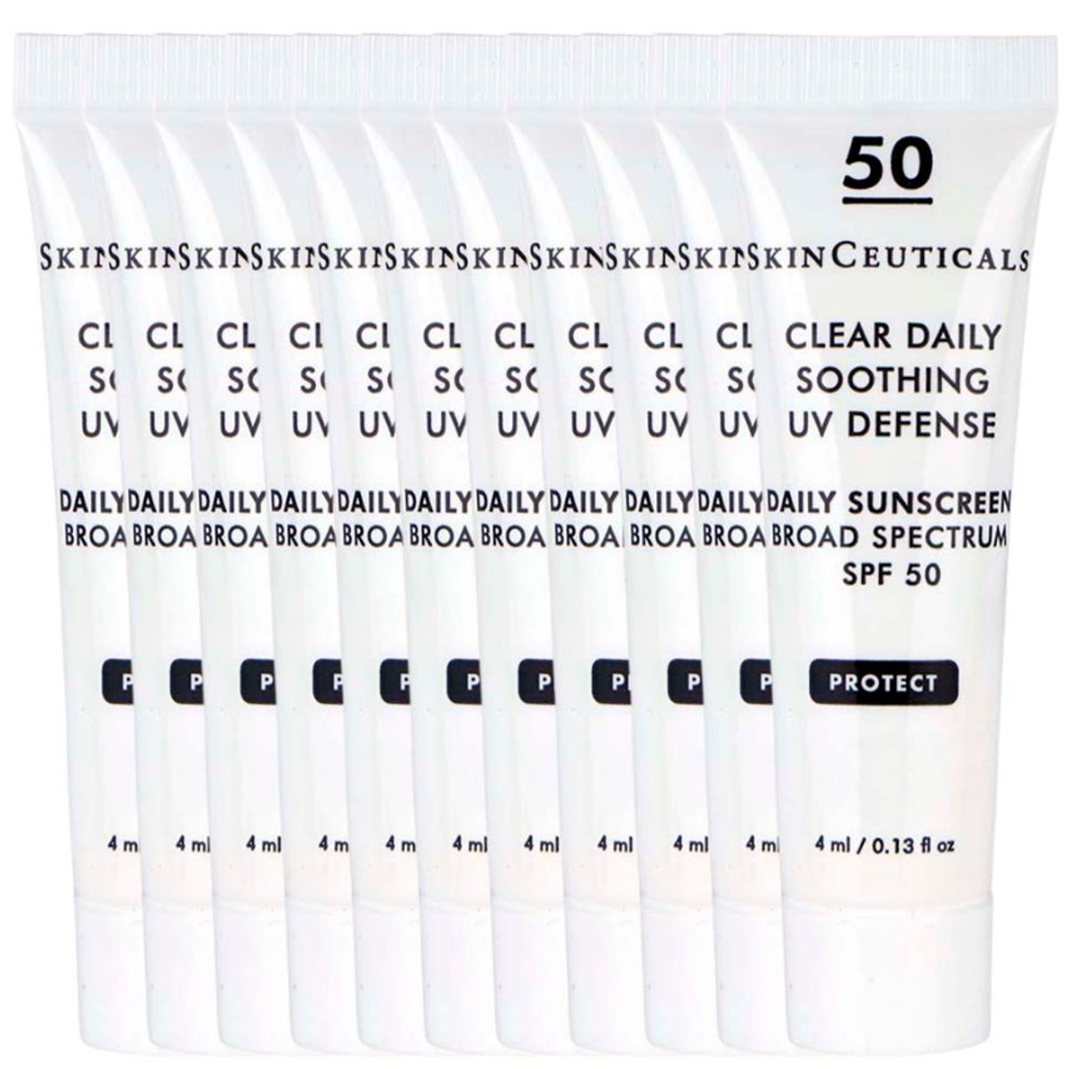 SKINCEUTICALS - Protector solar facial Clear Daily Soothing UV Defense Sunscreen SPF 50  10 unidades de 4 ml