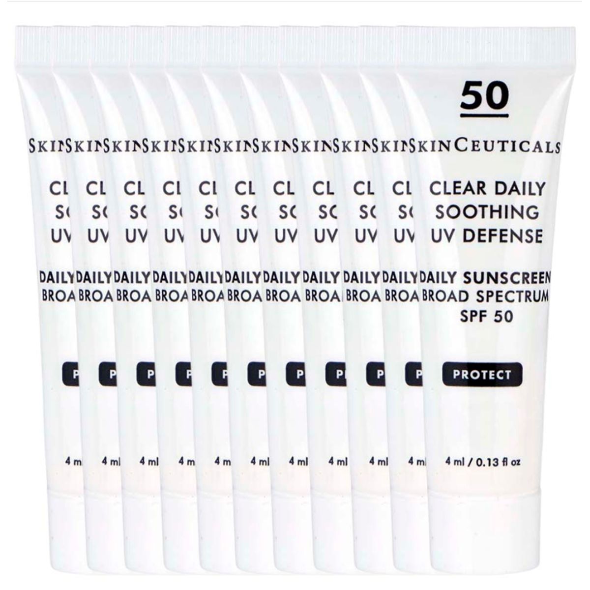 SKINCEUTICALS - Protector solar facial Clear Daily Soothing UV Defense Sunscreen SPF 50  10 unidades de 4 ml