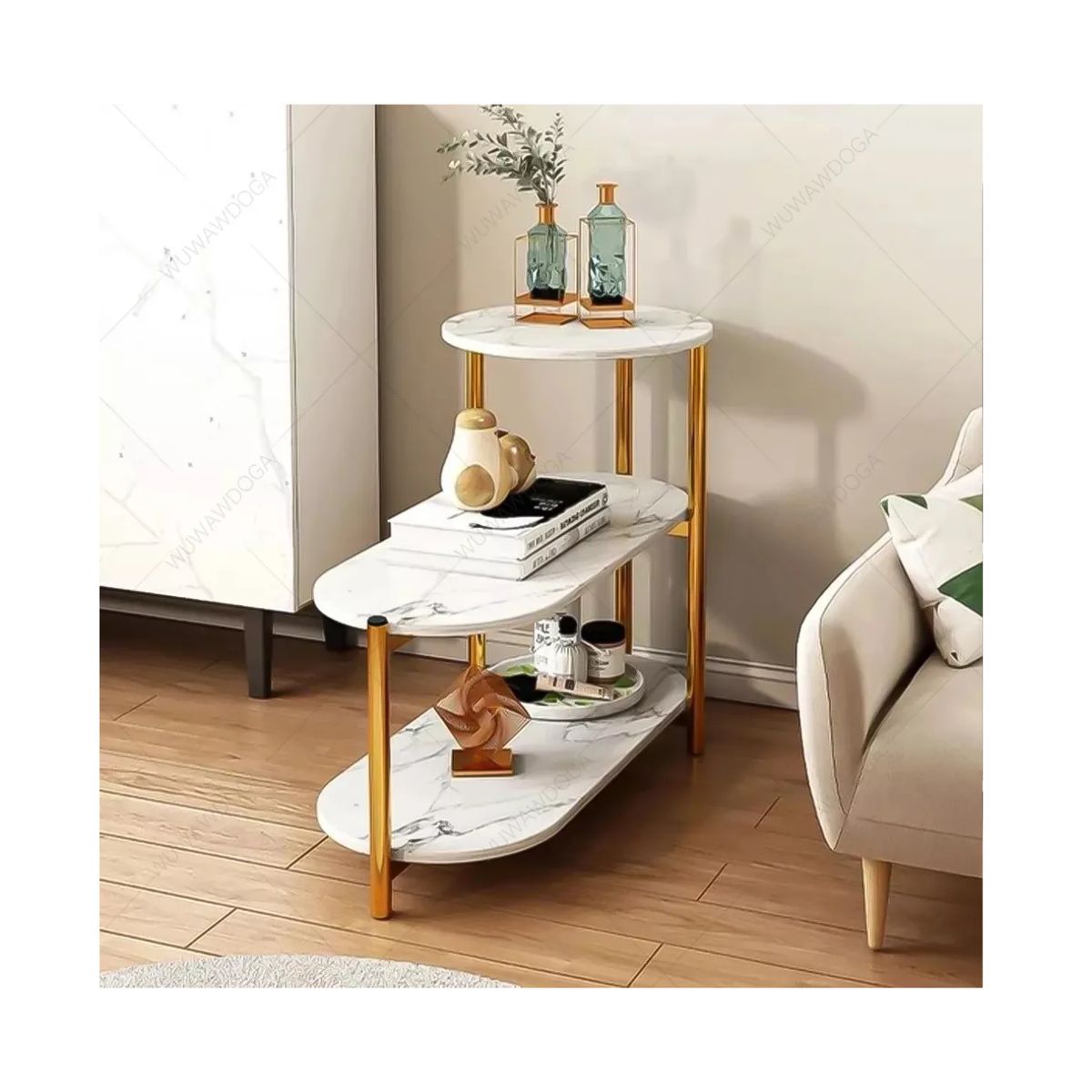 GENERICO - Mesa Centro 3 Niveles Mesa Auxiliar Decorativa Centro Living Blanco