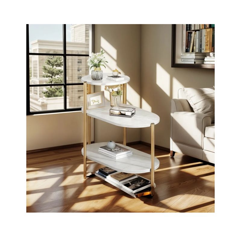 GENERICO - Mesa Centro 3 Niveles Mesa Auxiliar Decorativa Centro Living Blanco