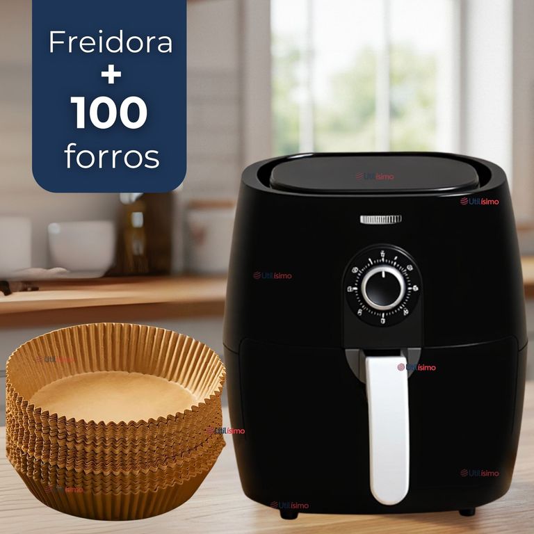 Freidora De Aire 5 Litros 1350W +Kit De 100 Forros Antiadherentes