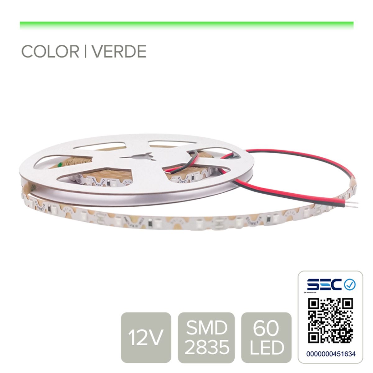 STOREFIX - CINTA LED 6W 12V 60L ZIG ZAG VERDE  (Rollo 5 mts)