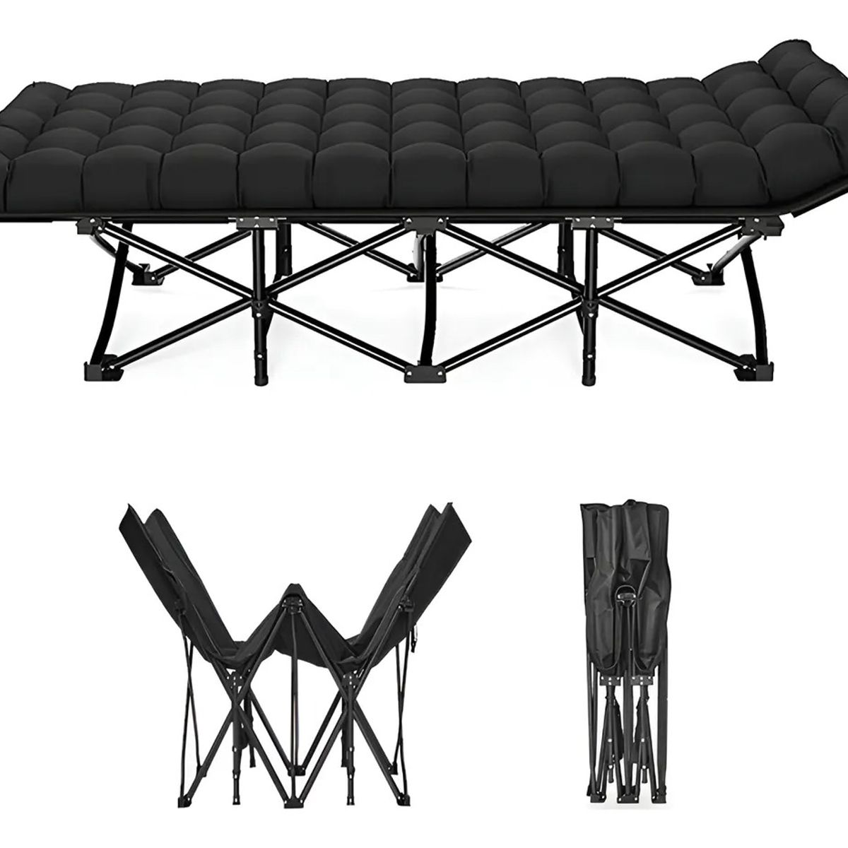 EVERSO - Catre Plegable Para Acampar Portátil Cama Con Colchón 80x190