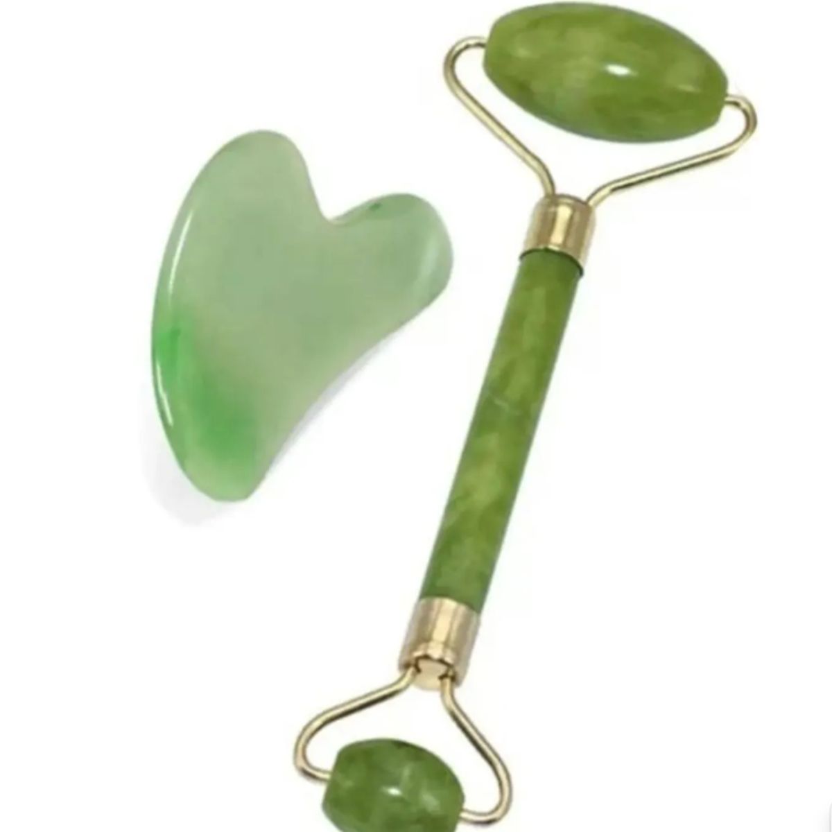 GENERICO - Rodillo Masajeador Facial Y Piedra De Jade 100 Natural