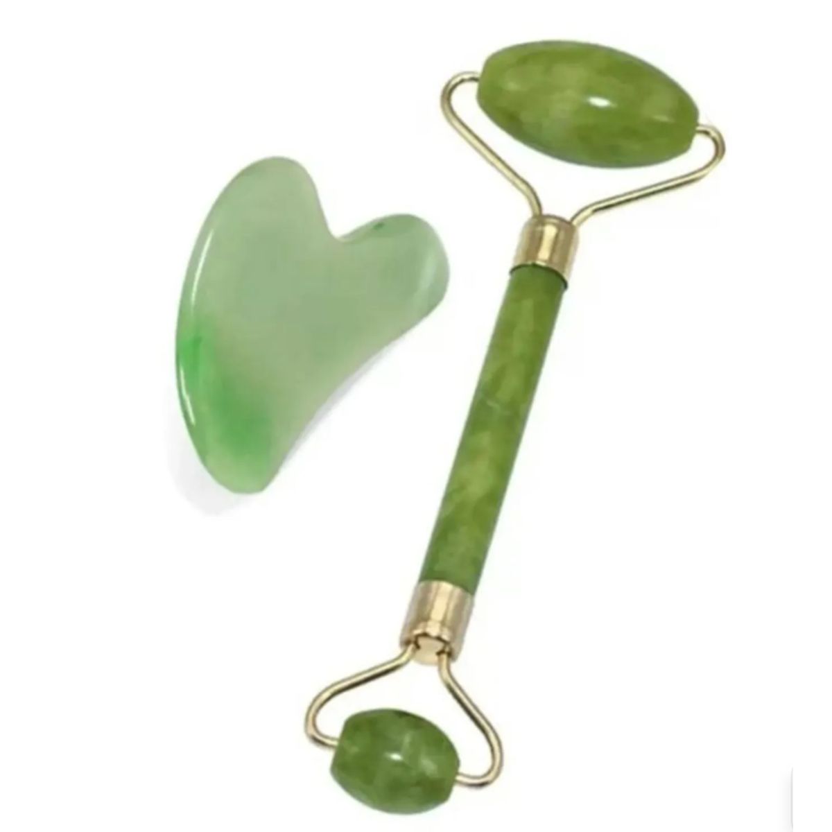 GENERICO - Rodillo Masajeador Facial Y Piedra De Jade 100 Natural