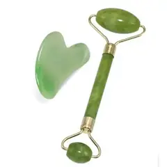 GENERICO - Rodillo Masajeador Facial Y Piedra De Jade 100 Natural