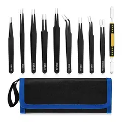 GENERICO - Set 10 Pinzas Antiestáticas Precisión Relojería Y Electrónica