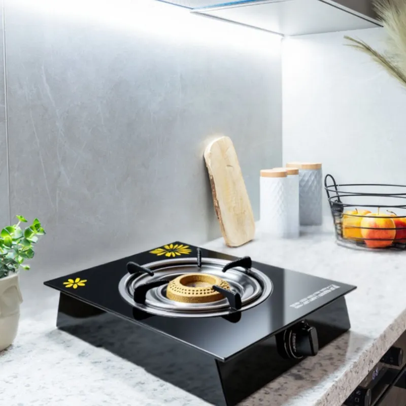 LINE - Cocina Encimera a Gas Licuado Vidrio 1 Plato Cocinilla Negro