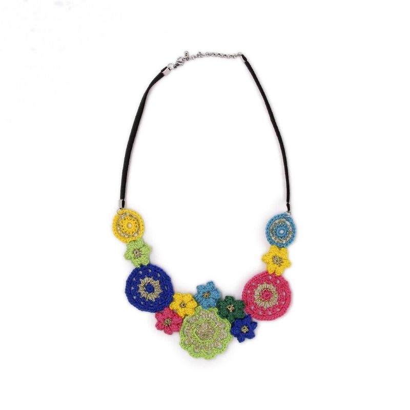LA PIZKA - Collar Tejido A Crochet De Flores De Colores