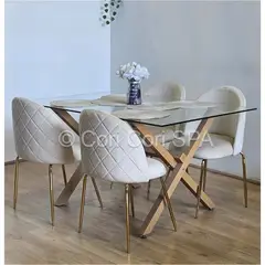 CORI CORI - Comedor Medlock 140x90cms + 4 Sillas Bread Gold Velvet