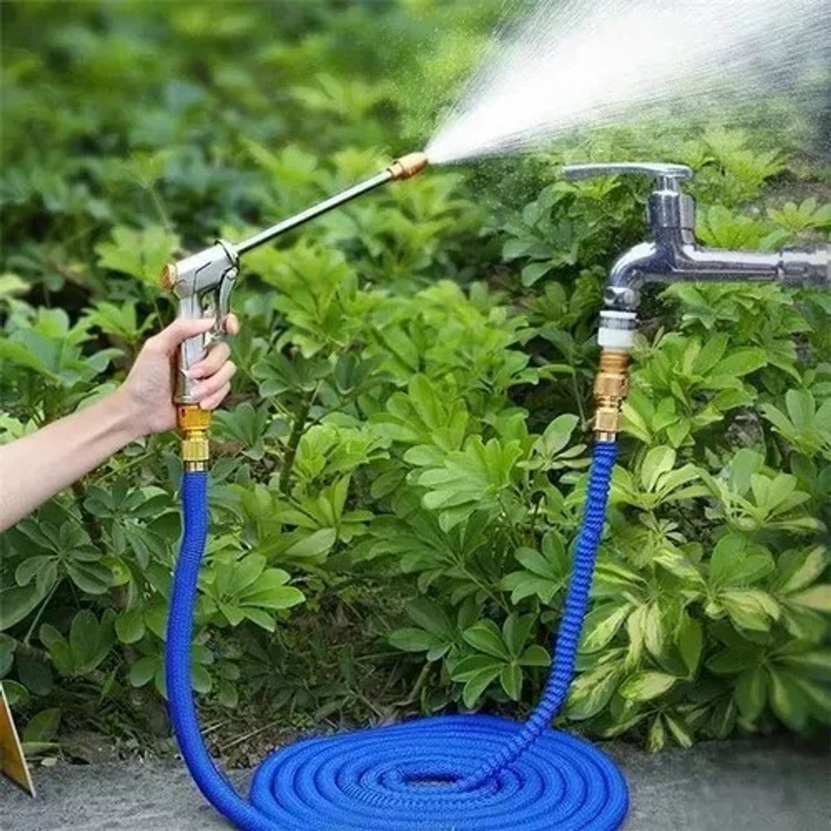 GENERICO - Manguera Extensible Jardín 6 Modos De Pulverización 30m Azul