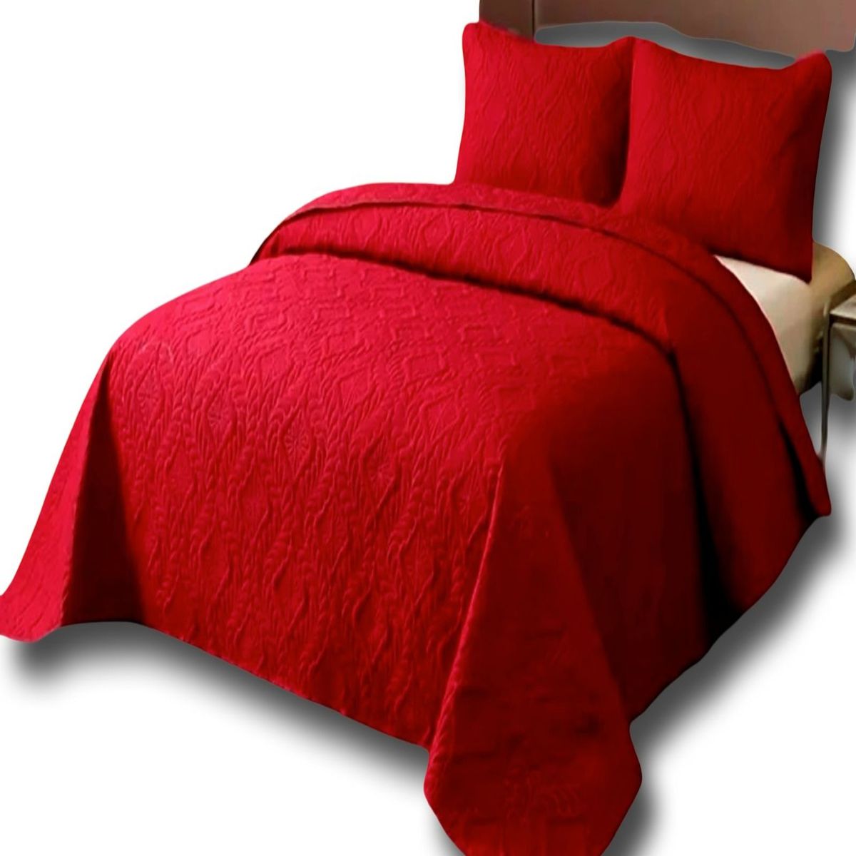 GENERICO - CUBRECAMA ELEGANTE  QUILT VERANO PLAZA Y MEDIA ROJO