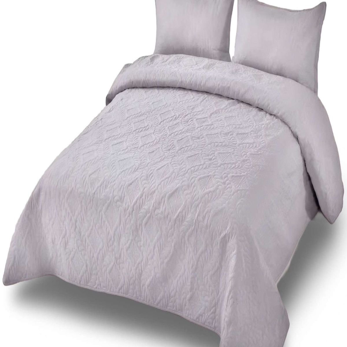 GENERICO - CUBRECAMA ELEGANTE  QUILT VERANO PLAZA Y MEDIA GRIS_.