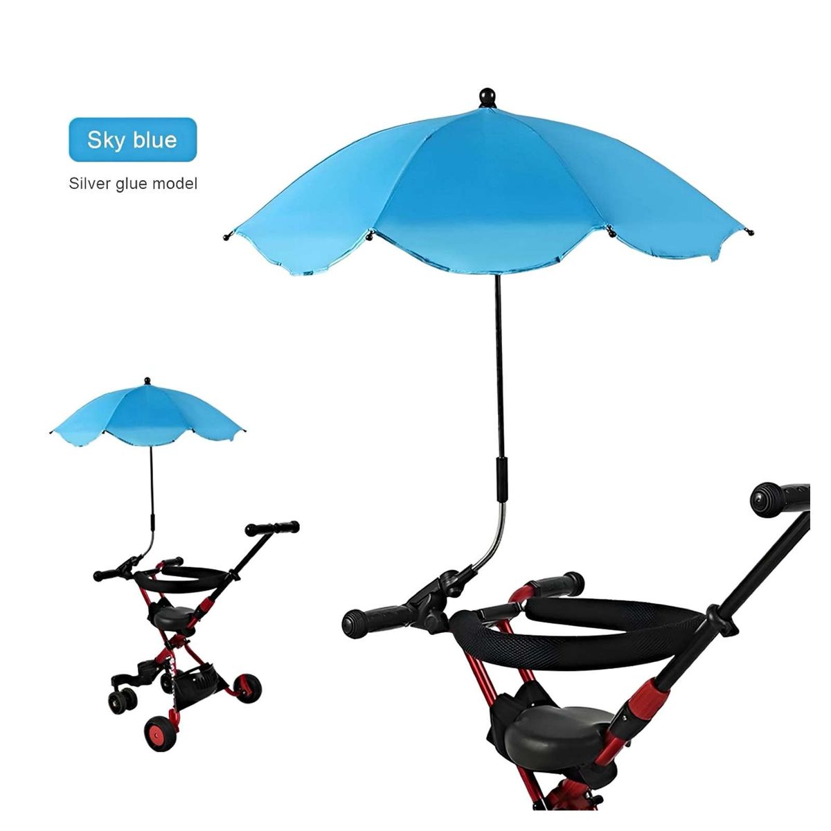 GENERICO - Sombrilla UV portátil para cochecito de bebé AZUL