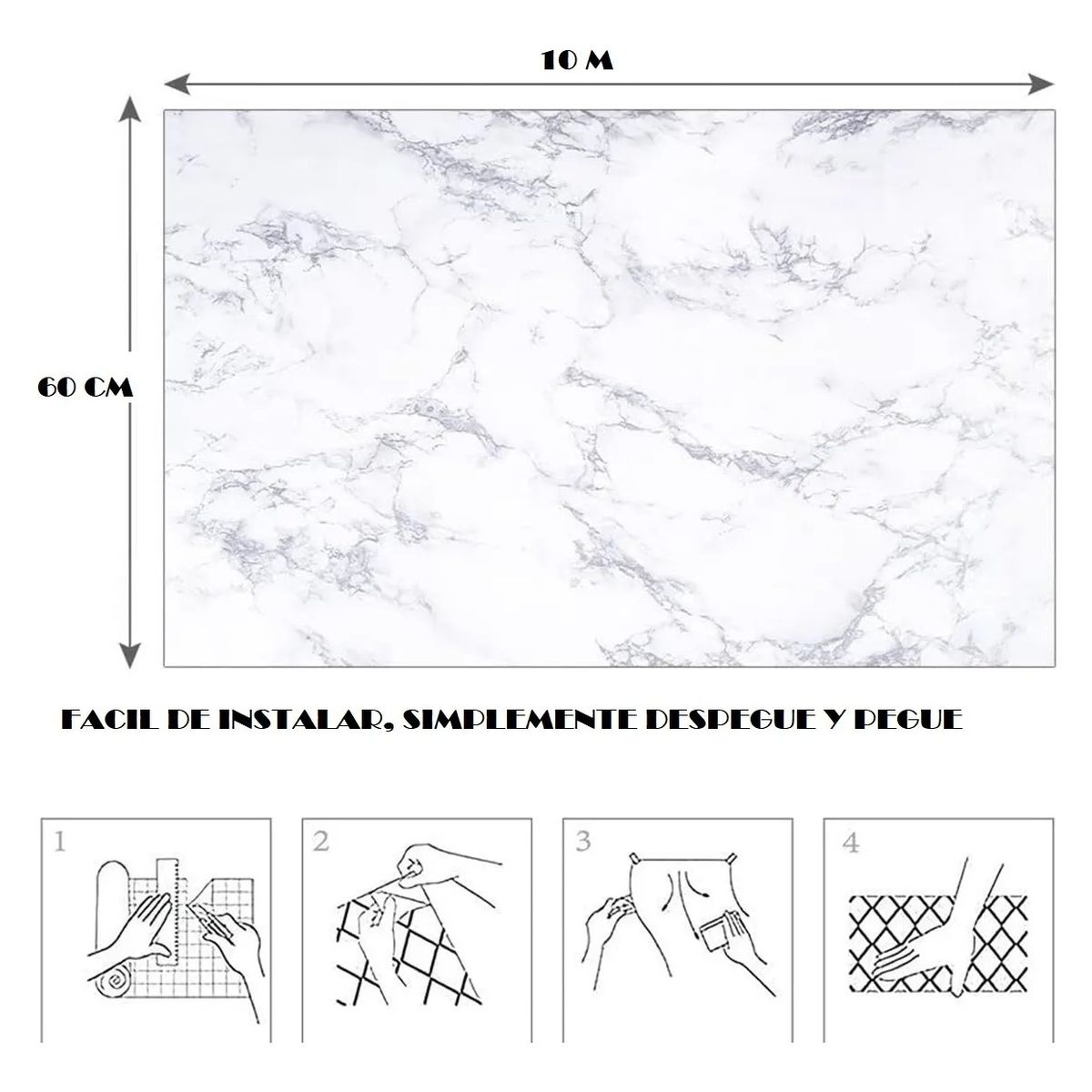 GENERICO - Papel Mural Autoadhesivo Mármol Papel Tapiz Decorativo 5 M