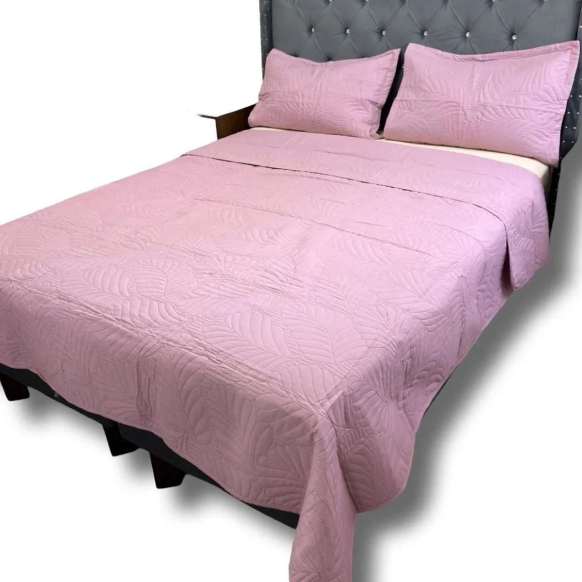 GENERICO - CUBRECAMA QUILT DE LUJO VERANO KING ROSA
