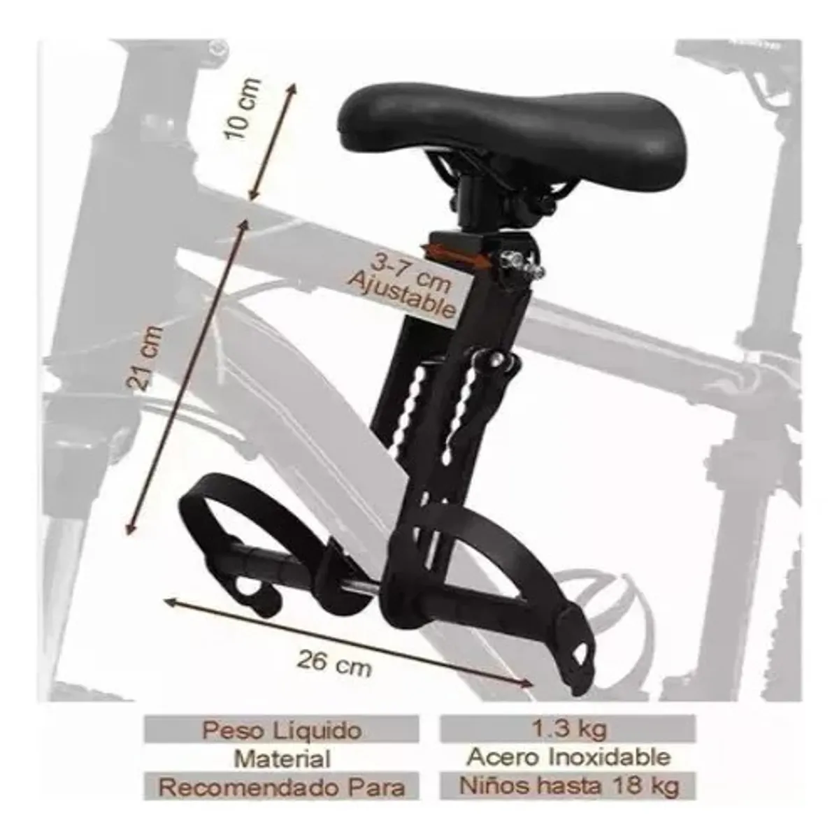 GENERICO - Silla De Niño Con Manillar Para Bicicletas Y Mtbike Negro