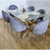 Comedor Medlock 140x90cms + 6 Sillas Bread Gold Velvet
