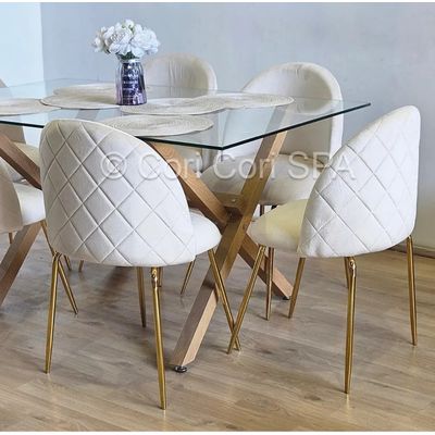 Imagen 2 del producto Comedor Medlock 140x90cms + 6 Sillas Bread Gold Velvet