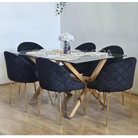 Comedor Medlock 140x90cms + 6 Sillas Bread Gold Velvet
