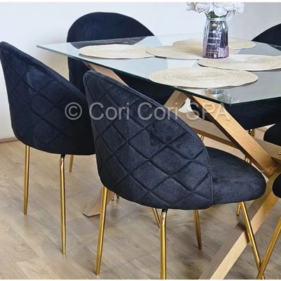 Imagen 2 del producto Comedor Medlock 140x90cms + 6 Sillas Bread Gold Velvet