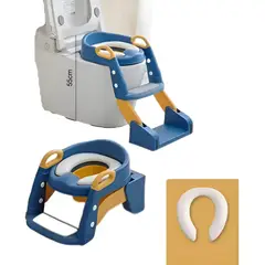GENERICO - Asiento Adaptador Escalera Inodoro Wc 3 En1 Niños X L Azul Marino