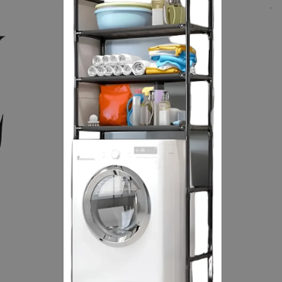 GENERICO - Mueble Organizador De Baño Lavadora Rack 3 Niveles Negro/Blanco