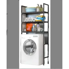 GENERICO - Mueble Organizador De Baño Lavadora Rack 3 Niveles Negro/Blanco