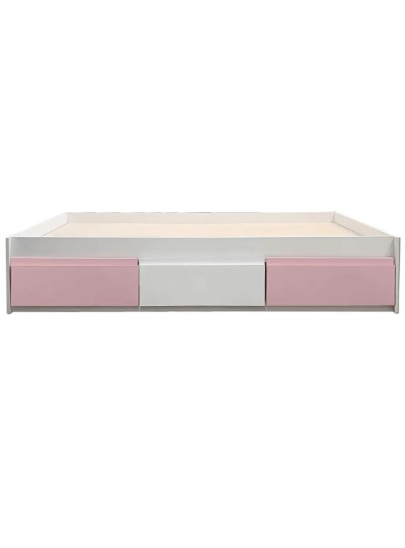 Cama Infantil/Juvenil tres cajones 1 Plaza - Linea Minimal Rosa Pastel-blanco-Rosa Pastel