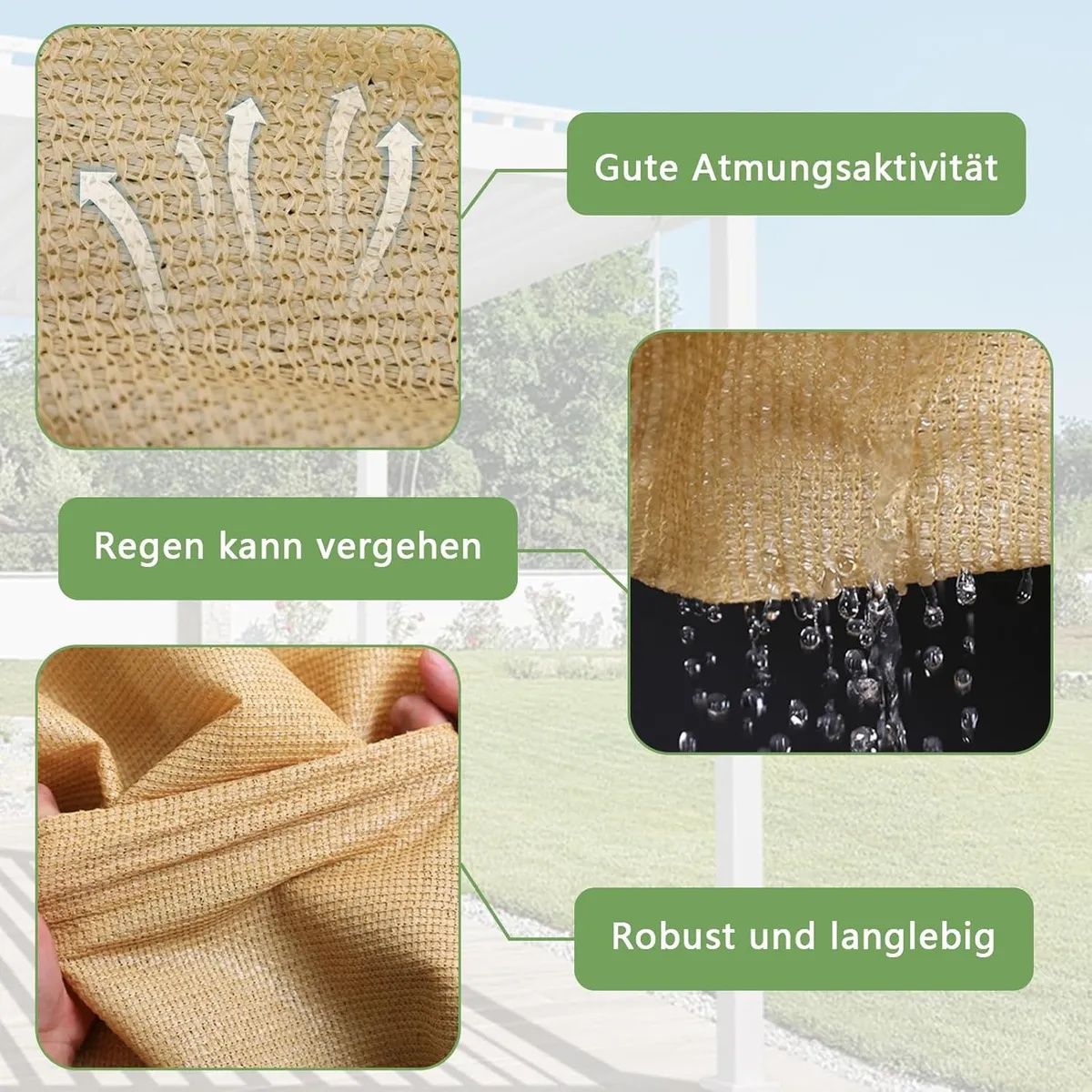 KUANGYE - Malla De Tela Para Sombra Que Bloquea 3mx5m Sombra 95%