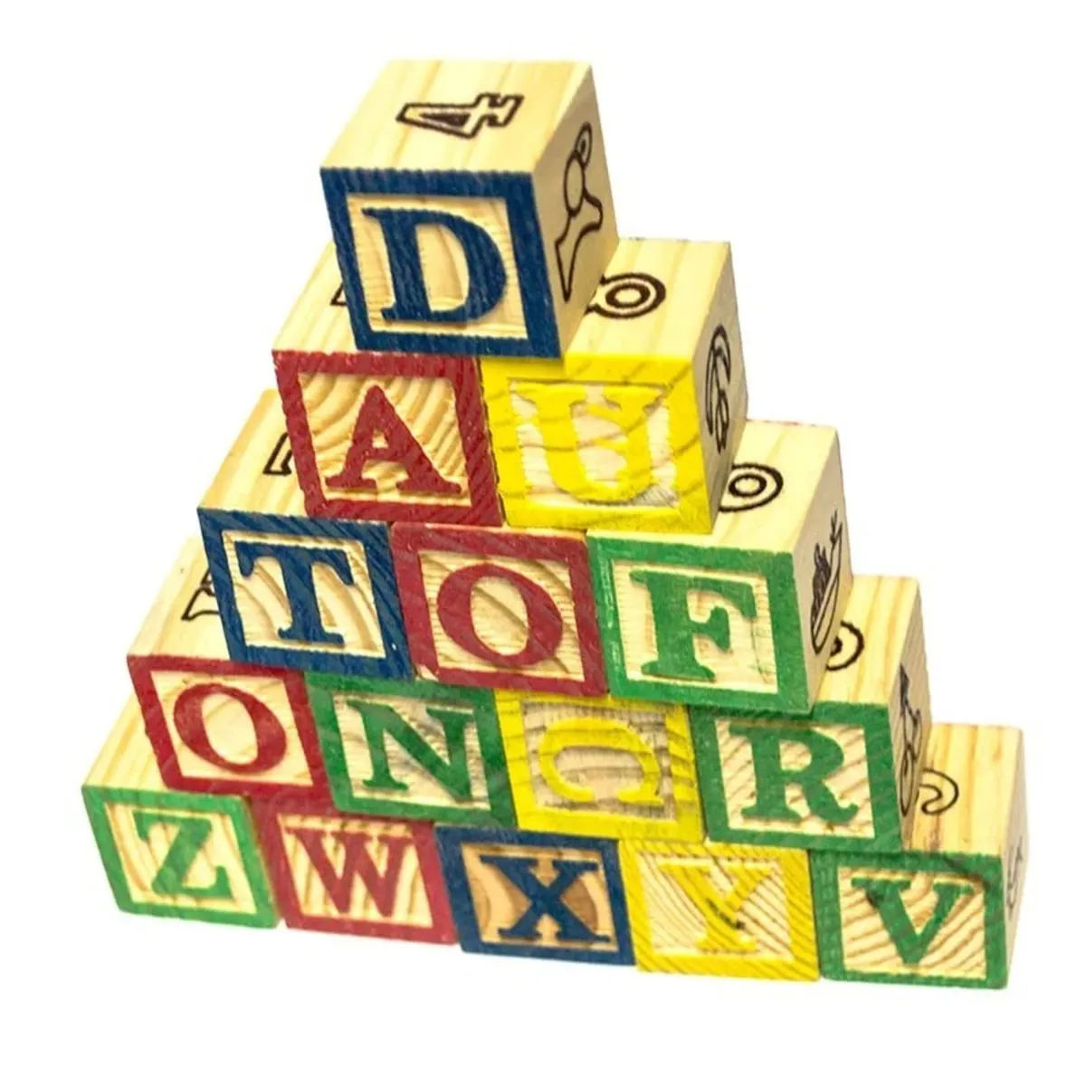 GENERICO - CUBO 15 PIEZAS MADERA LETRAS NÚMEROS
