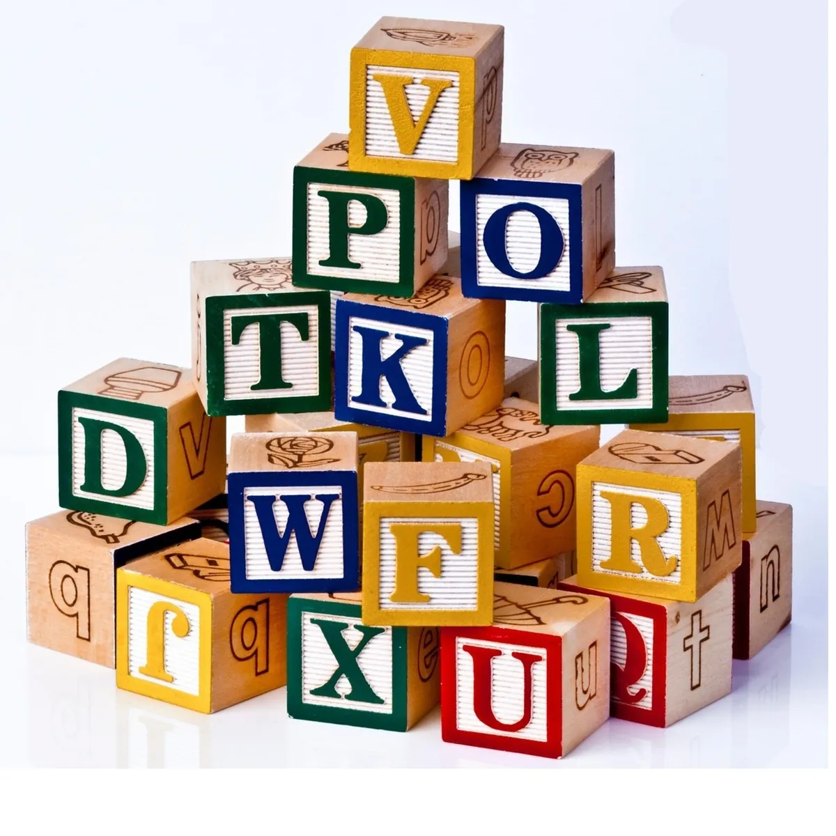 GENERICO - CUBO 15 PIEZAS MADERA LETRAS NÚMEROS
