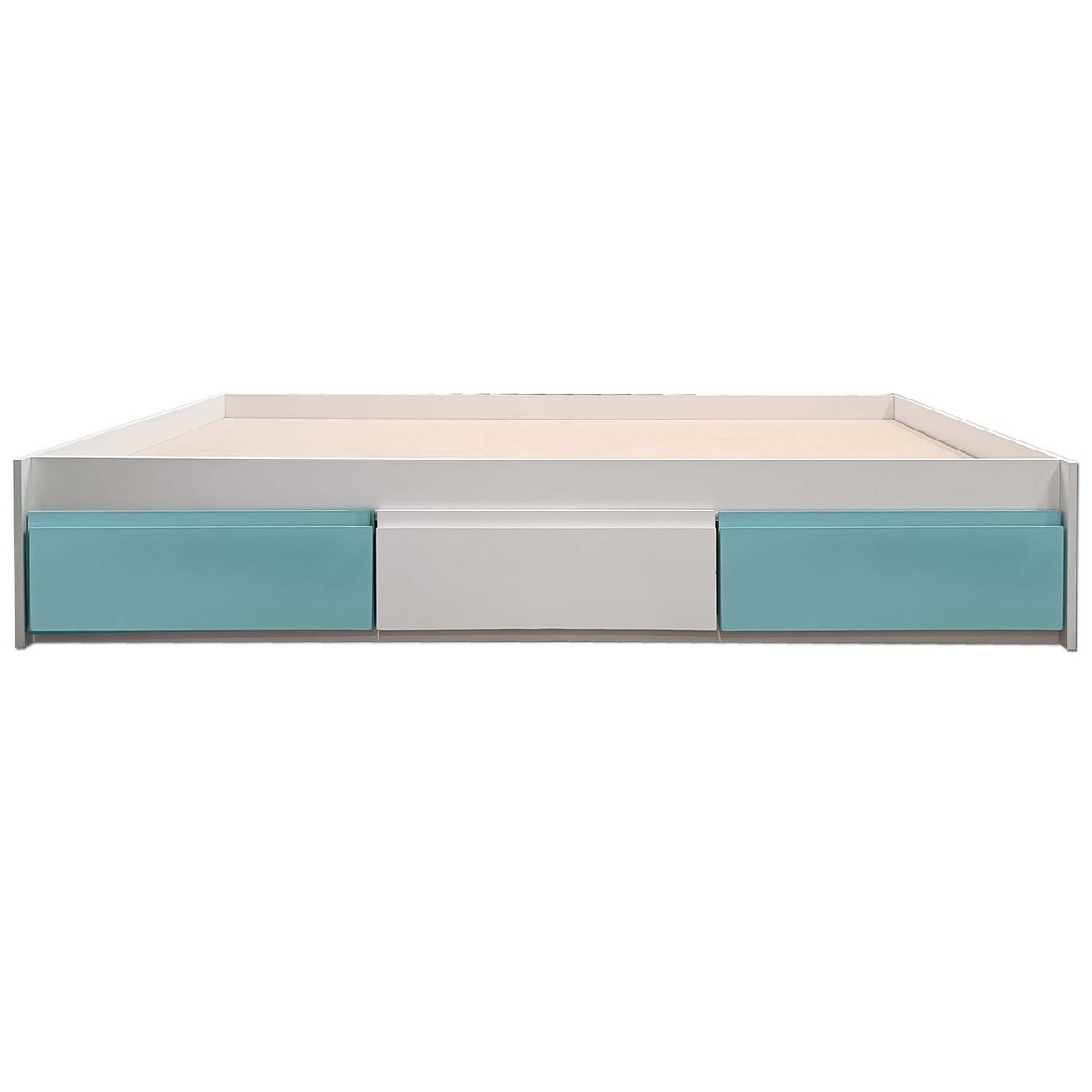 DECORACION CREATIVA - Cama Infantil/Juvenil tres cajones 1.5 Plazas - Linea Minimal Celeste-Blanca-Celeste