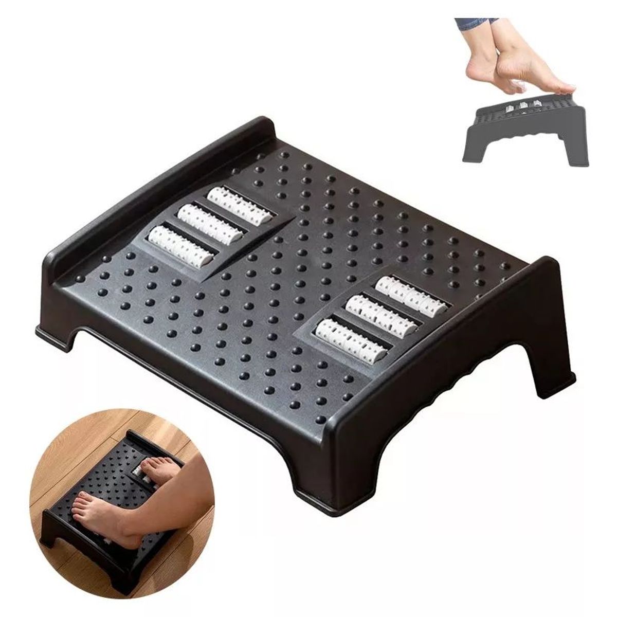 KUANGYE - Apoya Descansa Reposa Pies Ergonómico Con Masajeador