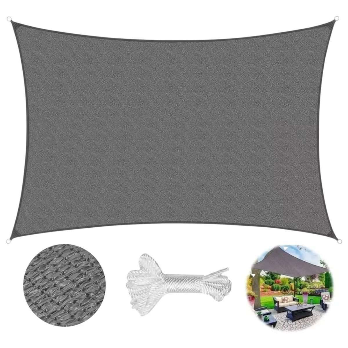 GENERICO - Toldo Vela Sombreadora Malla Sombra 5X6 Rectangular