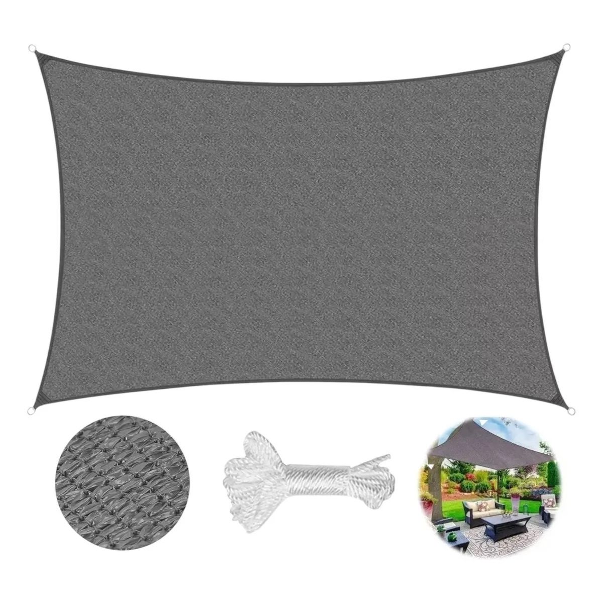 GENERICO - Toldo Vela Sombreadora Malla Sombra 5X6 Rectangular