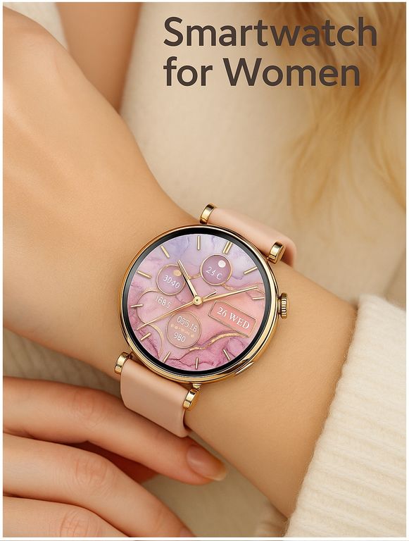 Smartwatch para Mujer Reloj Inteligente con Monitoreo de Salud Control del Ciclo Femenino 14 Días