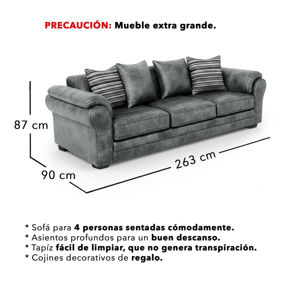 AMERICA DECORA - Living 9 Cuerpos 4+3+1+1 XL Versión Premium Grandón Envejecido