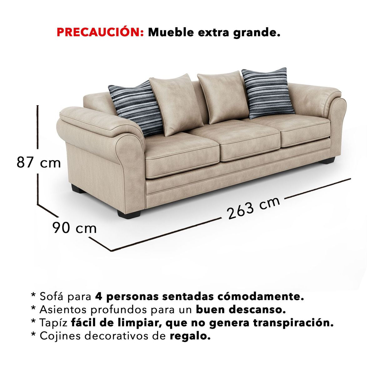 AMERICA DECORA - Living 9 Cuerpos 4+3+1+1 XL Versión Premium Grandón Envejecido