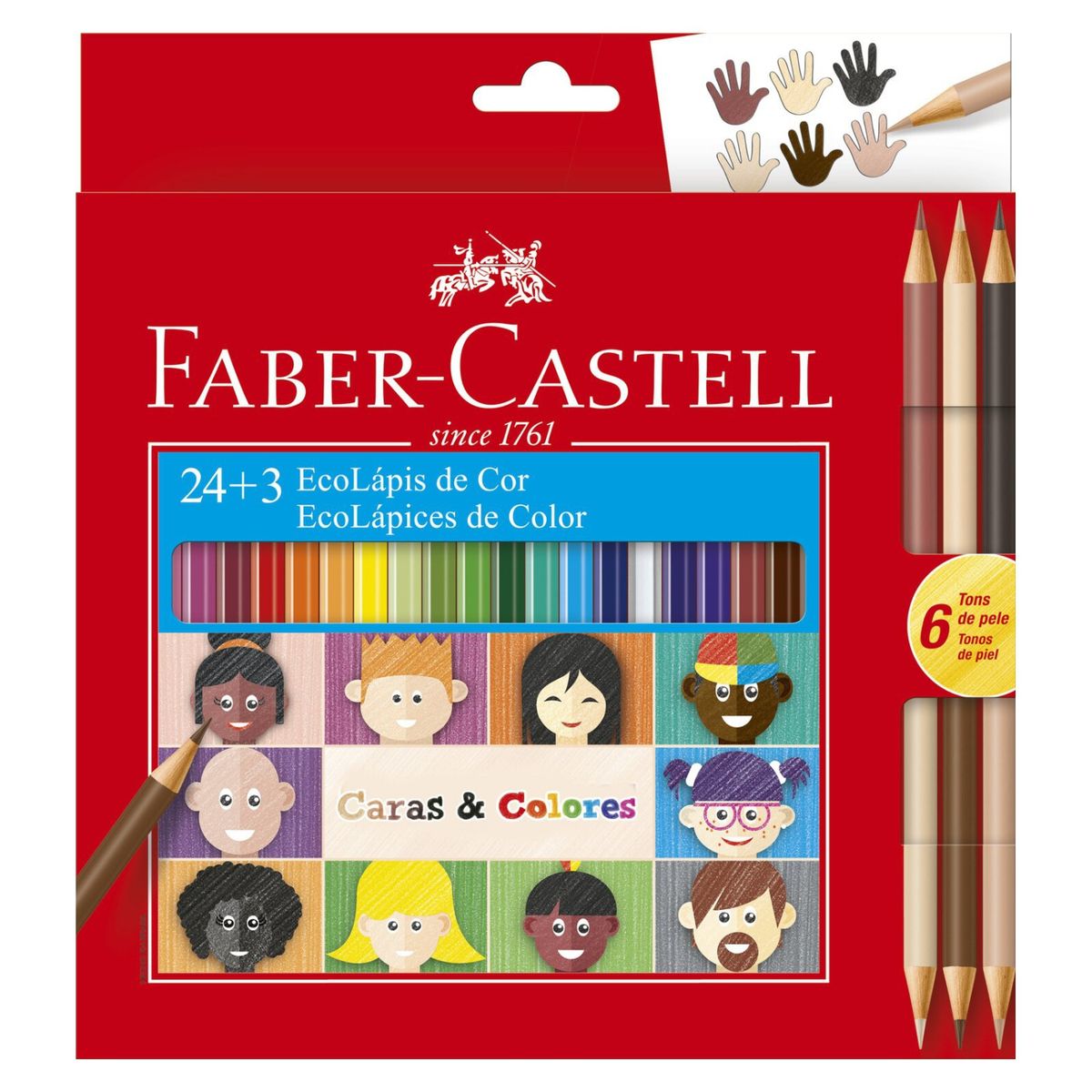 FABER - Ecolápices Caras Y Cores X24  6 Especiales