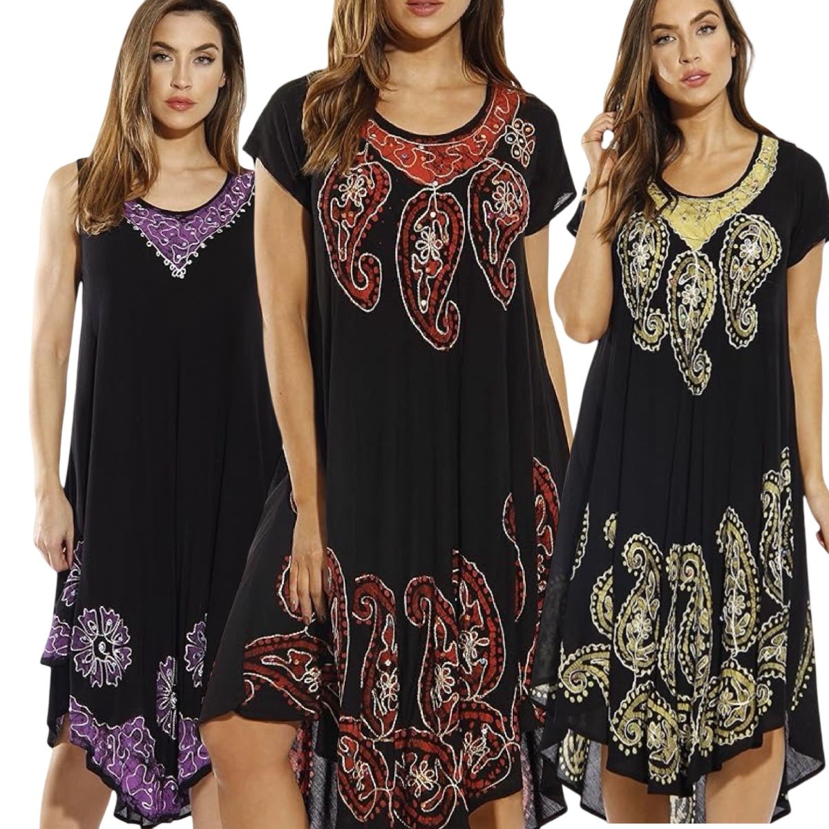 AAYO MODA - Pack x3 Vestidos Hindú Verano Surtidos con y sin Manga