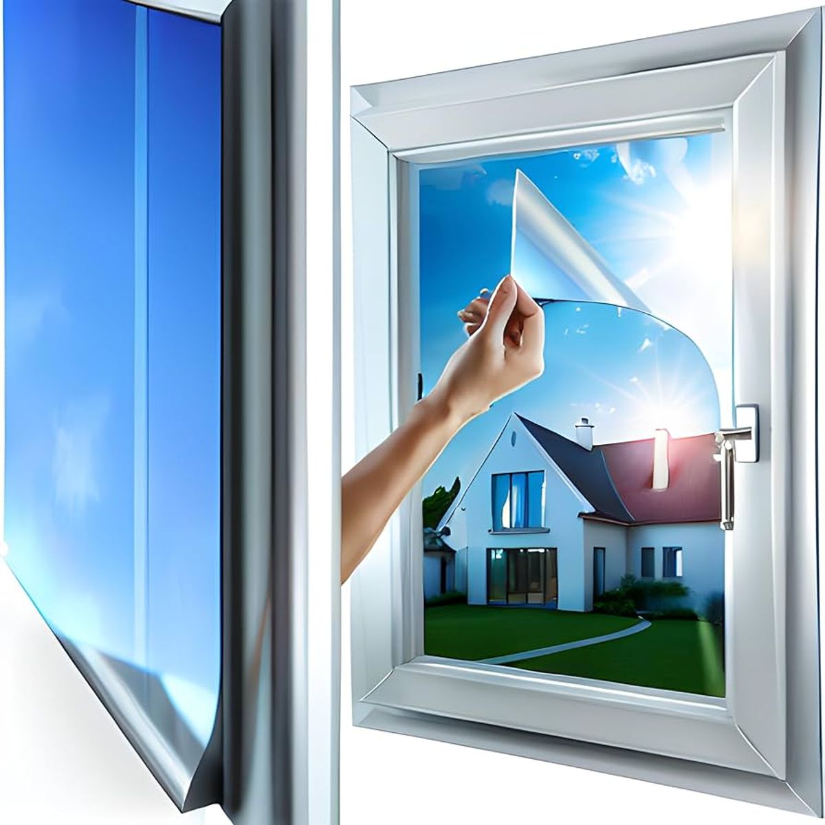 KUANGYE - 152x100cm Lamina Film Polarizado Espejo Silver15% Lamina Espejo Cromo Film Privacidad Ventana Uv 99%