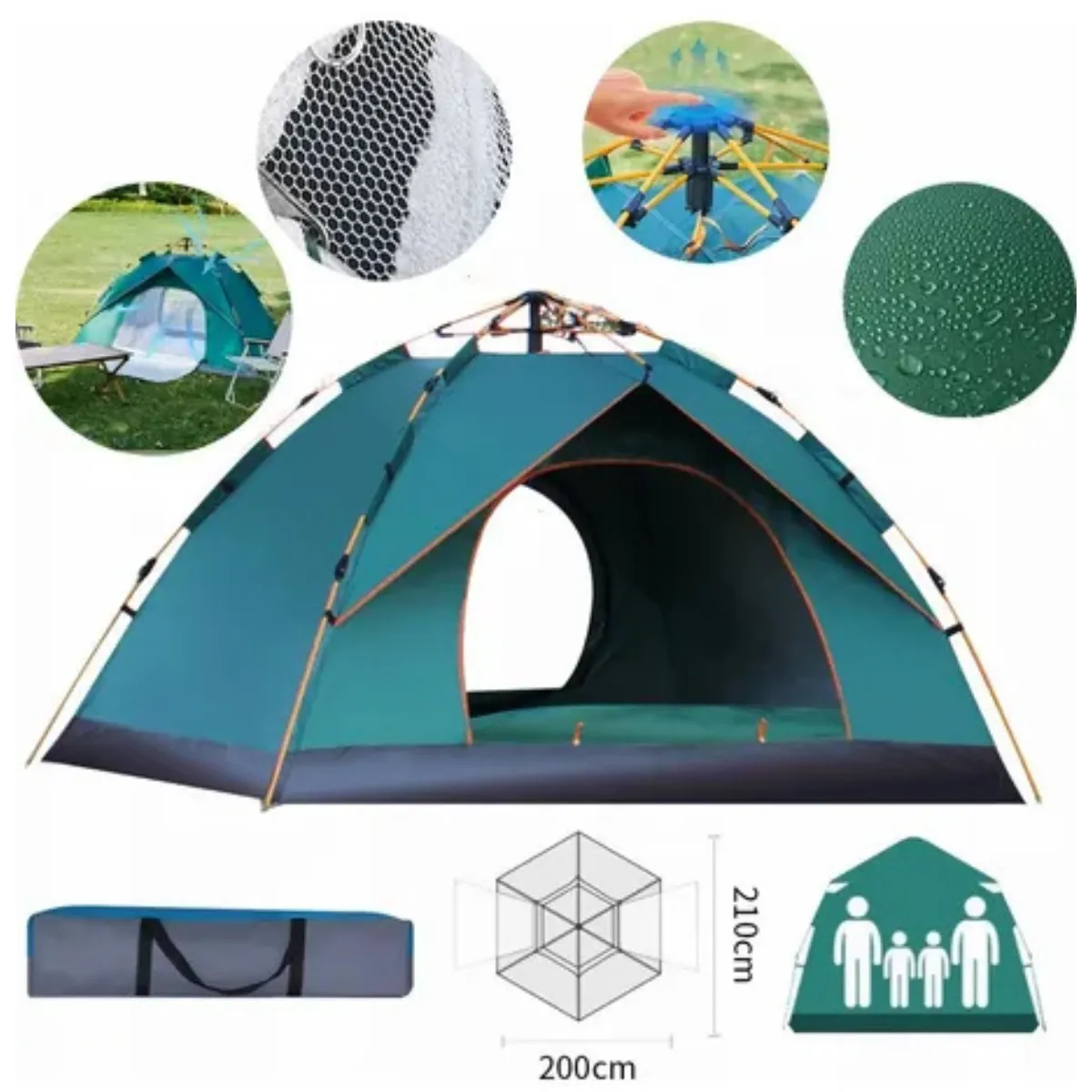 GENERICO - Carpa Verde Emergente 4 Persona 2x2 M