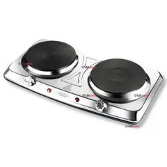 RAF - Cocina Eléctrica Portátil 2 Platos 2000W de Potencia Acero Inoxidable