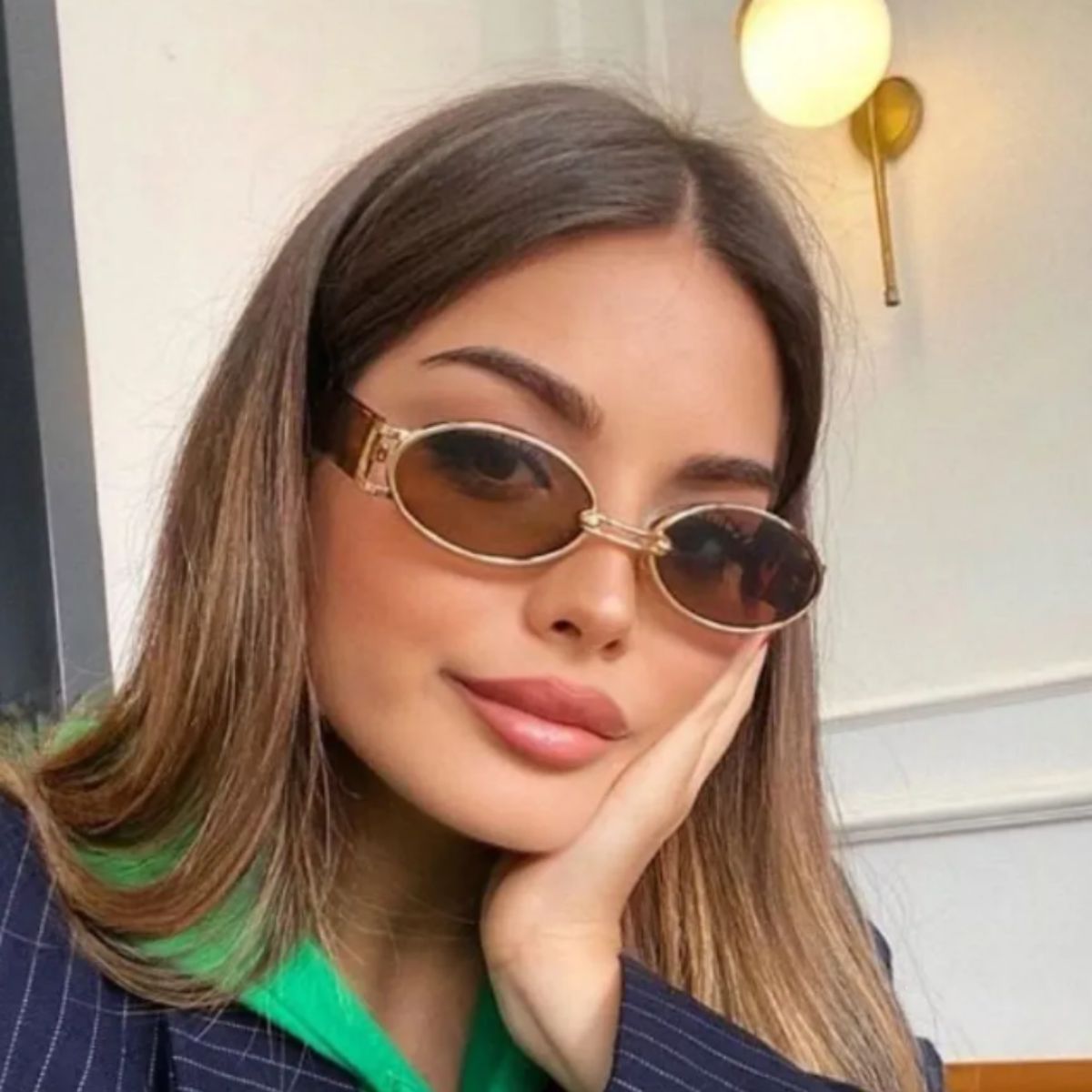 NOVY - Gafas Lentes De Sol Retro K-POP Pinterest Protección UV400