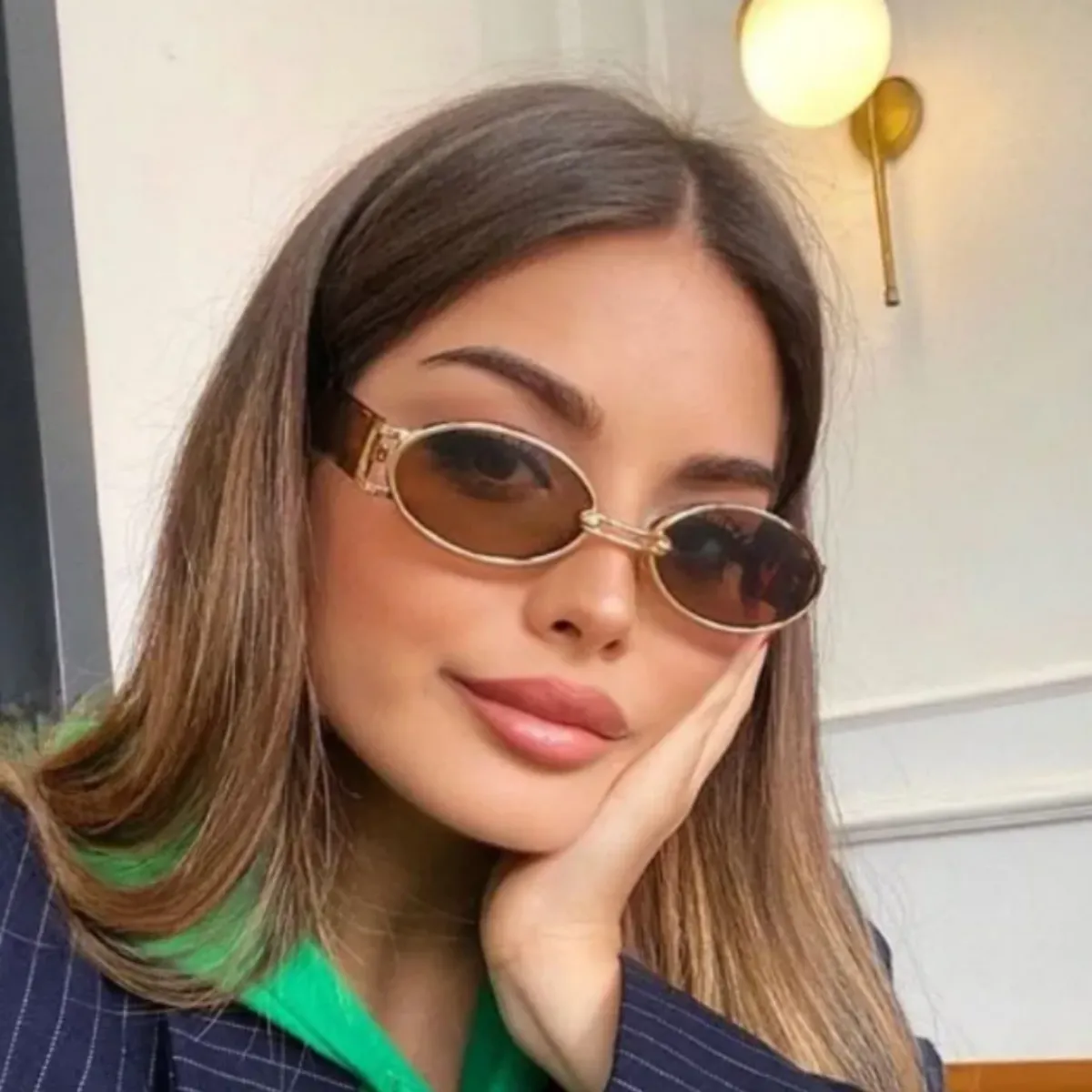 NOVY - Gafas Lentes De Sol Retro K-POP Pinterest Protección UV400