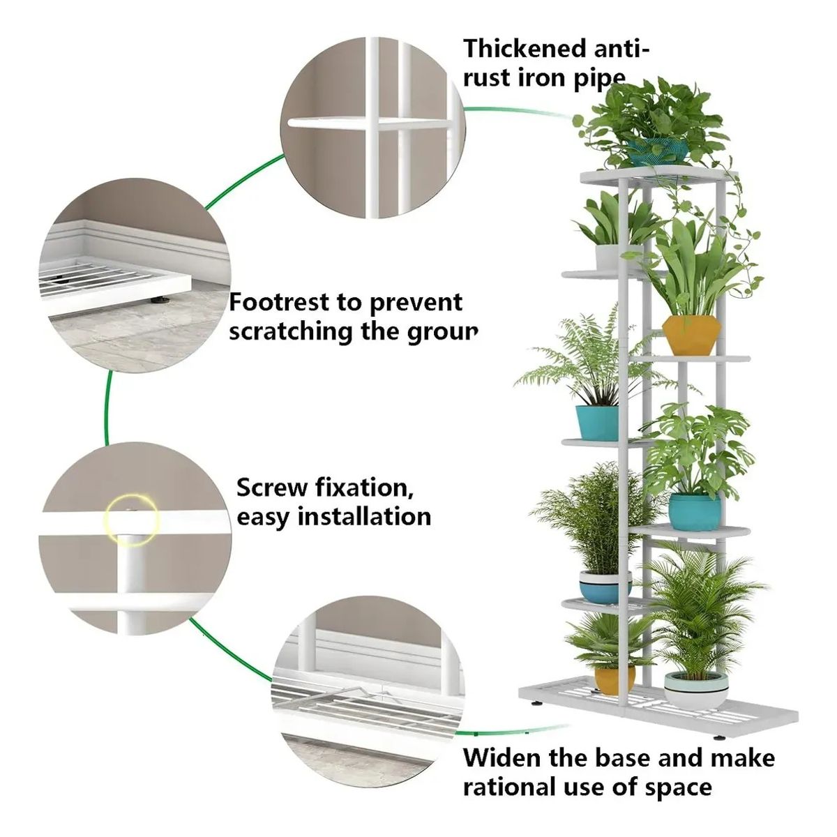 KUANGYE - Soporte Para 6 Macetas Jardinera Estante Huerto Metálico